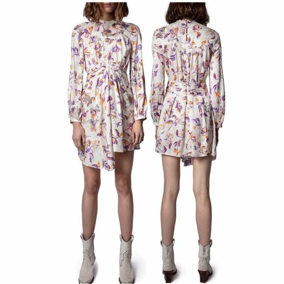 Zadig & Voltaire Rivage Jac Cut Flowers Silk-Blend Dress Size XS - Picture 9 of 14